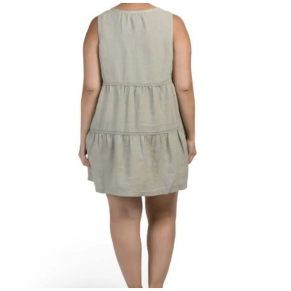 Lucky Brand Dress V-Neck sleeveless Tiered 100% Linen Size 1X Crochet Trim NWT - Picture 8 of 8